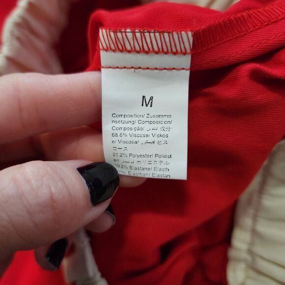 Women's Red Flap Pocket Cargo Pants Wide Leg - Size Medium - Picture 6 of 9